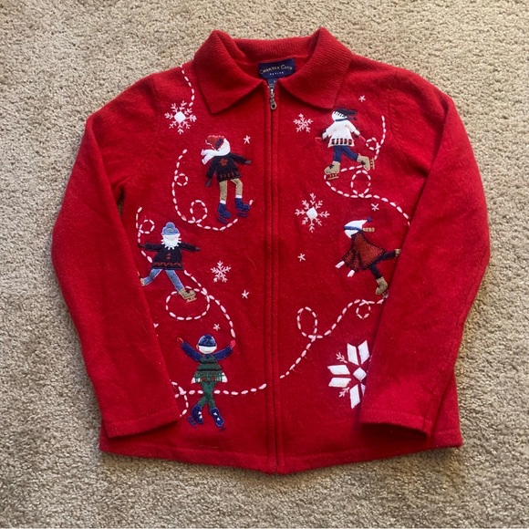 Charter Club Sweaters - Vintage Charter Club Skates Sweater Full Zip Snowflake Sweater
